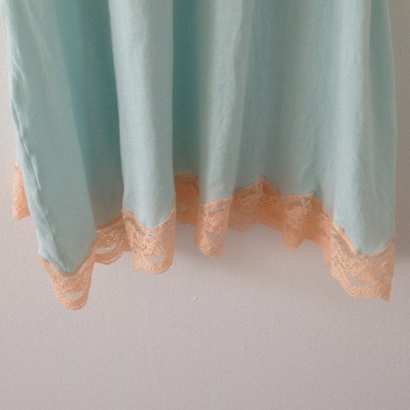 NWOT Blush Light Blue/Green Slip Dress With Lace - Picture 4 of 9